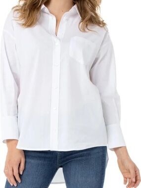 Liverpool Los Angeles White Button-Up Shirt | Classic Collared Blouse | Size XL